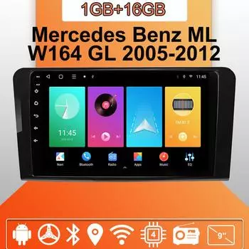 Автомобильное радио Android Auto Carplay для Mercedes Benz ML W164 GL 2005-2012 Мультимедийный проигрыватель Головное устройство Стерео GPS Навигация BT WIFI 1+16 ГБ 1+16GB