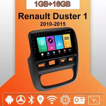 Автомобильное радио Android Auto Carplay для Renault Duster 1 2010-2015 Мультимедийный проигрыватель Головное устройство Стерео GPS Навигация BT WIFI 1+16 ГБ 1+16GB