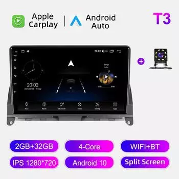 Автомобильное радио Android Auto Carplay для Mercedes Benz C Class 3 W204 S204 2006-2011 Мультимедийный проигрыватель Головное устройство Стерео GPS Навигация BT WIFI 2+32 ГБ 1+16GB