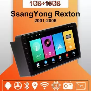 Автомобильное радио Android Auto Carplay для SsangYong Rexton 2001-2006, мультимедийный проигрыватель, головное устройство, стерео, GPS-навигация, BT WIFI 1+16 ГБ 1+16GB