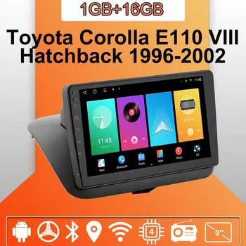 Автомобильное радио Android Auto Carplay для Toyota Corolla E110 VIII Hatchback 1996-2002 Мультимедийный проигрыватель Головное устройство Стерео GPS Навигация BT WIFI 1+16 ГБ 1+16GB