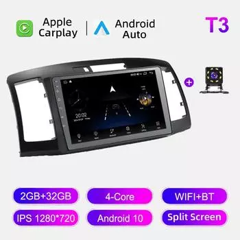 Автомобильное радио Android Auto Carplay для Toyota Allion Premio 2001-2007, мультимедийный проигрыватель, головное устройство, стерео, GPS-навигация, BT WIFI 2+32 ГБ 1+16GB