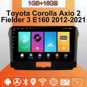 Автомобильное радио Android Auto Carplay для Toyota Corolla Axio 2 Fielder 3 2012-2021 Мультимедийный проигрыватель Головное устройство Стерео GPS Навигация BT WIFI 1+16 ГБ 1+16GB