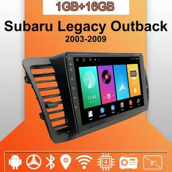 Автомобильное радио Android Auto Carplay для Subaru Legacy Outback 2003-2009, мультимедийный проигрыватель, головное устройство, стерео, GPS-навигация, BT WIFI 1+16 ГБ 1+16GB