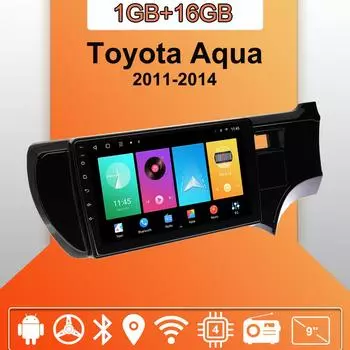 Автомобильное радио Android Auto Carplay для Toyota Aqua 2011-2014, мультимедийный проигрыватель, головное устройство, стерео, GPS-навигация, BT WIFI 1+16 ГБ 1+16GB
