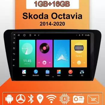 Автомобильное радио Android Auto Carplay для Skoda Octavia 2014-2020, мультимедийный проигрыватель, головное устройство, стерео, GPS-навигация, BT WIFI 1+16 ГБ 1+16GB