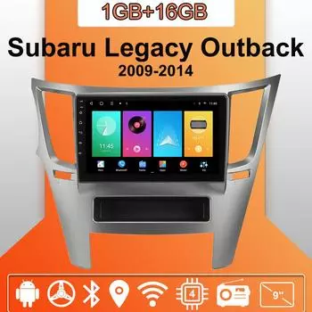 Автомобильное радио Android Auto Carplay для Subaru Legacy Outback 2009-2014, мультимедийный проигрыватель, головное устройство, стерео, GPS-навигация, BT WIFI 1+16 ГБ 1+16GB