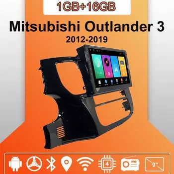 Автомобильное радио Android Auto Carplay для Mitsubishi Outlander 3 2012-2019 Мультимедийный проигрыватель Головное устройство Стерео GPS Навигация BT WIFI 1+16 ГБ 1+16GB,A