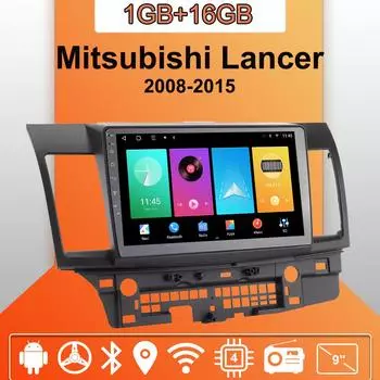 Автомобильное радио Android Auto Carplay для Mitsubishi Lancer 2008-2015, мультимедийный проигрыватель, головное устройство, стерео, GPS-навигация, BT WIFI 1+16 ГБ 1+16GB,A