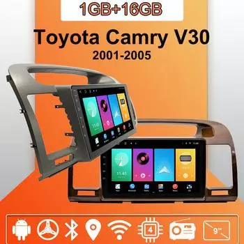 Автомобильное радио Android Auto Carplay для Toyota Camry V30 2001-2005, мультимедийный проигрыватель, головное устройство, стерео, GPS-навигация, BT, WIFI, 1+16 ГБ 1+16GB серый