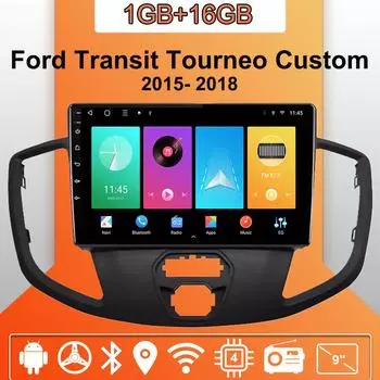 Автомобильное радио Android Auto Carplay для Ford Transit Tourneo Custom 2015-2018, мультимедийный проигрыватель, головное устройство, стерео, GPS-навигация, BT WIFI 1+16 ГБ 1+16GB