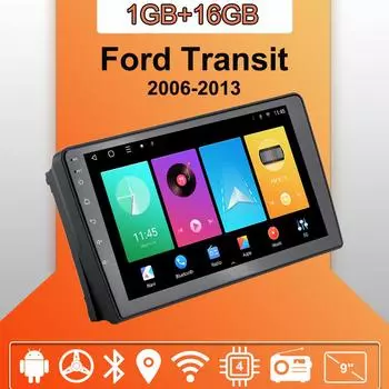 Автомобильное радио Android Auto Carplay для Ford Transit 2006-2013, мультимедийный проигрыватель, головное устройство, стерео, GPS-навигация, BT, WIFI, 1+16 ГБ 1+16GB