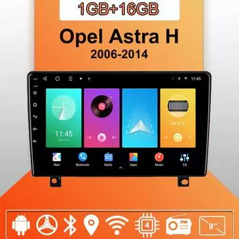Автомобильное радио Android Auto Carplay для Opel Astra H 2006-2014, мультимедийный проигрыватель, головное устройство, стерео, GPS-навигация, BT WIFI 1+16 ГБ 1+16GB