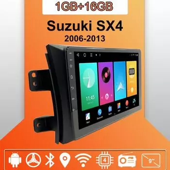 Автомобильное радио Android Auto Carplay для Suzuki SX4 2006-2013, мультимедийный проигрыватель, головное устройство, стерео, GPS-навигация, BT, WIFI, 1+16 ГБ 1+16GB
