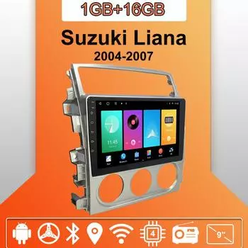 Автомобильное радио Android Auto Carplay для Suzuki Liana 2004-2007, мультимедийный проигрыватель, головное устройство, стерео, GPS-навигация, BT WIFI 1+16 ГБ 1+16GB