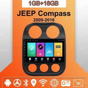 Автомобильное радио Android Auto Carplay для JEEP Compass 2009-2016, мультимедийный проигрыватель, головное устройство, стерео, GPS-навигация, BT WIFI 1+16 ГБ 1+16GB