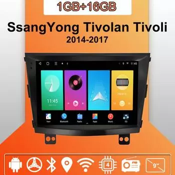 Автомобильное радио Android Auto Carplay для SsangYong Tivolan Tivoli 2014-2017, мультимедийный проигрыватель, головное устройство, стерео, GPS-навигация, BT WIFI 1+16 ГБ 1+16GB