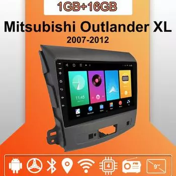 Автомобильное радио Android Auto Carplay для Mitsubishi Outlander XL 2007-2012 Мультимедийный проигрыватель Головное устройство Стерео GPS Навигация BT WIFI 1+16 ГБ 1+16GB,A