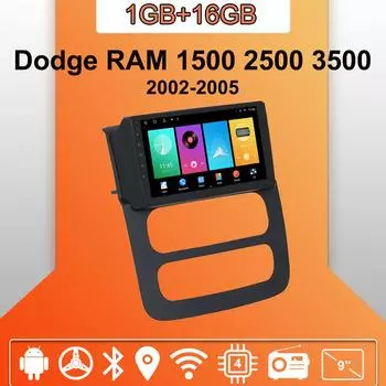 Автомобильное радио Android Auto Carplay для Dodge RAM 1500 2500 3500 2002-2005 Мультимедийный проигрыватель Головное устройство Стерео GPS Навигация BT WIFI 1+16 ГБ 1+16GB
