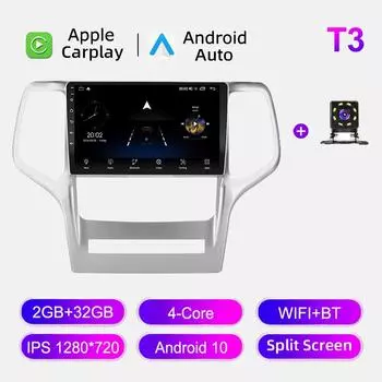 Автомобильное радио Android Auto Carplay для Jeep Grand Cherok 2008-2013 Мультимедийный проигрыватель Головное устройство Стерео GPS Навигация BT WIFI 2+32 ГБ 1+16GB