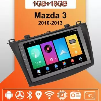 Автомобильное радио Android Auto Carplay для Mazda 3 2010-2013 Мультимедийный проигрыватель Головное устройство Стерео GPS Навигация BT WIFI 1+16 ГБ 1+16GB