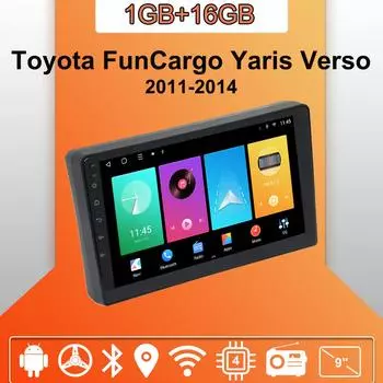 Автомобильное радио Android Auto Carplay для Toyota FunCargo Yaris Verso 1999-2006, мультимедийный проигрыватель, головное устройство, стерео, GPS-навигация, BT WIFI 1+16 ГБ 1+16GB