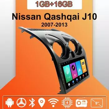 Автомобильное радио Android Auto Carplay для Nissan Qashqai J10 2007-2013, мультимедийный проигрыватель, головное устройство, стерео, GPS-навигация, BT, WIFI 1+16 ГБ 1+16GB,A
