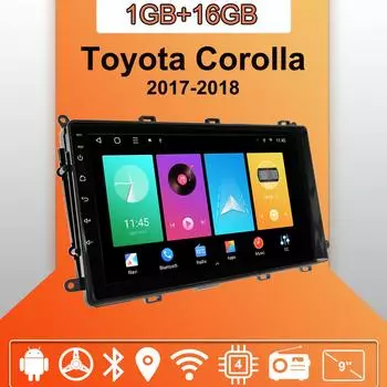 Автомобильное радио Android Auto Carplay для Toyota Corolla 2017-2018, мультимедийный проигрыватель, головное устройство, стерео, GPS-навигация, BT WIFI 1+16 ГБ 1+16GB