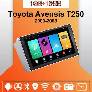 Автомобильное радио Android Auto Carplay для Toyota Avensis T250 2003-2008, мультимедийный проигрыватель, головное устройство, стерео, GPS-навигация, BT WIFI 1+16 ГБ 1+16GB