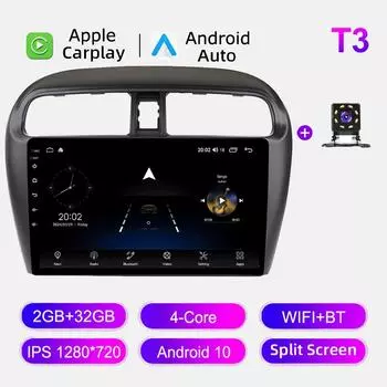 Автомобильное радио Android Auto Carplay для Mitsubishi Mirage Attrage 2012-2018, мультимедийный проигрыватель, головное устройство, стерео, GPS-навигация, BT WIFI 2+32 ГБ 1+16GB