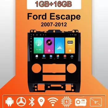 Автомобильное радио Android Auto Carplay для Ford Escape 2007-2012, мультимедийный проигрыватель, головное устройство, стерео, GPS-навигация, BT WIFI 1+16 ГБ 1+16GB
