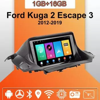 Автомобильное радио Android Auto Carplay для Ford Kuga 2 Escape 3 2012-2019 Мультимедийный проигрыватель Головное устройство Стерео GPS Навигация BT WIFI 1+16 ГБ 1+16GB