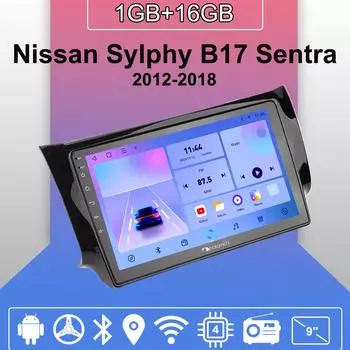 Автомобильное радио Android Auto Carplay для Nissan Sylphy B17 Sentra 2012-2018, мультимедийный проигрыватель, головное устройство, стерео, GPS-навигация, BT WIFI 1+16 ГБ 1+16GB