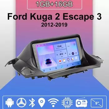 Автомобильное радио Android Auto Carplay для Ford Kuga 2 Escape 3 2012-2019 Мультимедийный проигрыватель Головное устройство Стерео GPS Навигация BT WIFI 1+16 ГБ 1+16GB