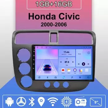Автомобильное радио Android Auto Carplay для Honda Civic 2000-2006, мультимедийный проигрыватель, головное устройство, стерео, GPS-навигация, BT WIFI 1+16 ГБ 1+16GB
