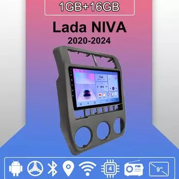Автомобильное радио Android Auto Carplay для Lada NIVA 2020-2024, мультимедийный проигрыватель, головное устройство, стерео, GPS-навигация, BT WIFI 1+16 ГБ 1+16GB