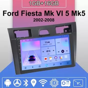 Автомобильное радио Android Auto Carplay для Ford Fiesta Mk VI 5 Mk5 2002-2008, мультимедийный проигрыватель, головное устройство, стерео, GPS-навигация, BT WIFI 1+16 ГБ 1+16GB