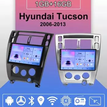Автомобильное радио Android Auto Carplay для Hyundai Tucson 2006-2013, мультимедийный проигрыватель, головное устройство, стерео, GPS-навигация, BT WIFI 1+16 ГБ 1+16GB чёрный