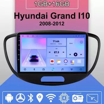 Автомобильное радио Android Auto Carplay для Hyundai Grand I10 2008-2012, мультимедийный проигрыватель, головное устройство, стерео, GPS-навигация, BT WIFI 1+16 ГБ 1+16GB