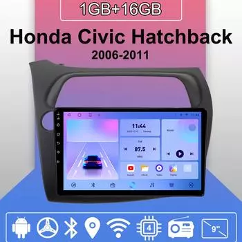 Автомобильное радио Android Auto Carplay для Honda Civic Hatchback 2006-2011, мультимедийный проигрыватель, головное устройство, стерео, GPS-навигация, BT WIFI 1+16 ГБ 1+16GB