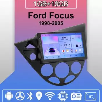 Автомобильное радио Android Auto Carplay для Ford Focus 1998-2005, мультимедийный проигрыватель, головное устройство, стерео, GPS-навигация, BT, WIFI, 1+16 ГБ 1+16GB