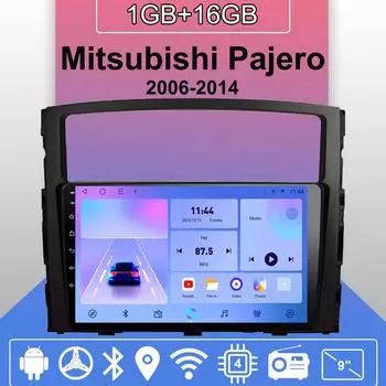 Автомобильное радио Android Auto Carplay для Mitsubishi Pajero 2006-2014, мультимедийный проигрыватель, головное устройство, стерео, GPS-навигация, BT WIFI 1+16 ГБ 1+16GB,A