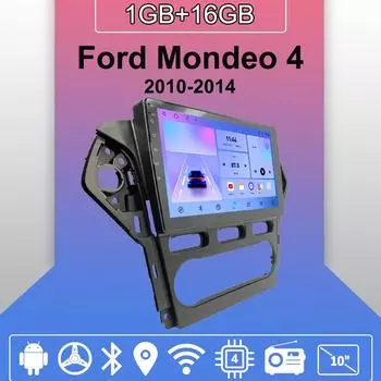 Автомобильное радио Android Auto Carplay для Ford Mondeo 4 2010-2014, мультимедийный проигрыватель, головное устройство, стерео, GPS-навигация, BT, WIFI 1+16 ГБ 1+16GB
