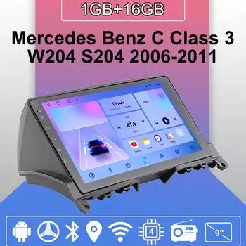 Автомобильное радио Android Auto Carplay для Mercedes Benz C Class 3 W204 S204 2006-2011 Мультимедийный проигрыватель Головное устройство Стерео GPS Навигация BT WIFI 1+16 ГБ 1+16GB