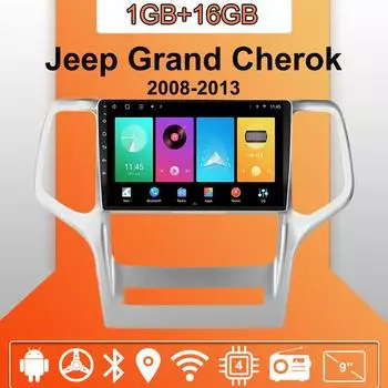 Автомобильное радио Android Auto Carplay для Jeep Grand Cherok 2008-2013 Мультимедийный проигрыватель Головное устройство Стерео GPS Навигация BT WIFI 1+16 ГБ 1+16GB