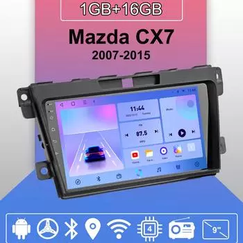 Автомобильное радио Android Auto Carplay для Mazda CX7 2007-2015 Мультимедийный проигрыватель Головное устройство Стерео GPS Навигация BT WIFI 1+16 ГБ 1+16GB