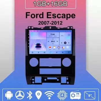 Автомобильное радио Android Auto Carplay для Ford Escape 2007-2012, мультимедийный проигрыватель, головное устройство, стерео, GPS-навигация, BT WIFI 1+16 ГБ 1+16GB