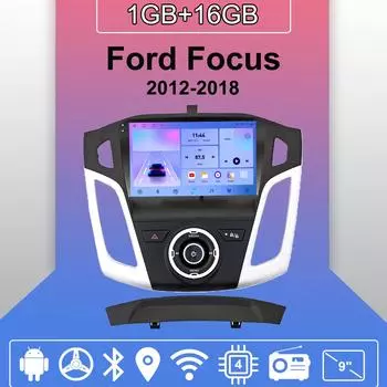Автомобильное радио Android Auto Carplay для Ford Focus 2012-2018, мультимедийный проигрыватель, головное устройство, стерео, GPS-навигация, BT WIFI 1+16 ГБ 1+16GB