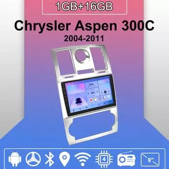 Автомобильное радио Android Auto Carplay для Chrysler Aspen 300C 2004-2011 Мультимедийный проигрыватель Головное устройство Стерео GPS Навигация BT WIFI 1+16 ГБ 1+16GB