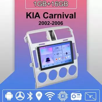 Автомобильное радио Android Auto Carplay для KIA Carnival 2002-2006, мультимедийный проигрыватель, головное устройство, стерео, GPS-навигация, BT WIFI 1+16 ГБ 1+16GB